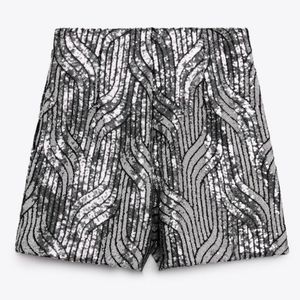 Sequin high waisted Bermuda shorts